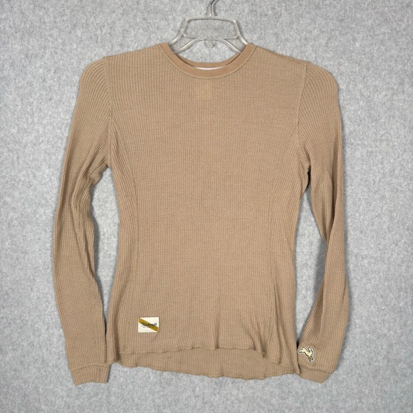 Tracksmith Wool Waffle Knit Long Sleeve Thermal Shirt Top Ladies Small Beige Tan - Picture 1 of 11